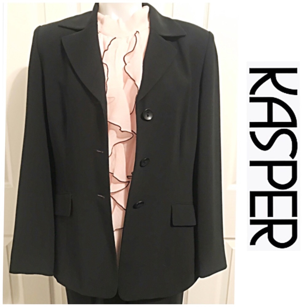Kasper, 3 Buttons, 2 Pockets, Black Blazer/Jacket
